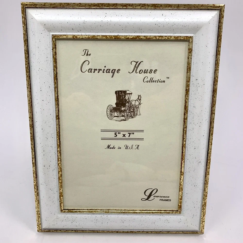 Vtg Lawrence Frames Photo Picture Frame White & Gold For 5x7